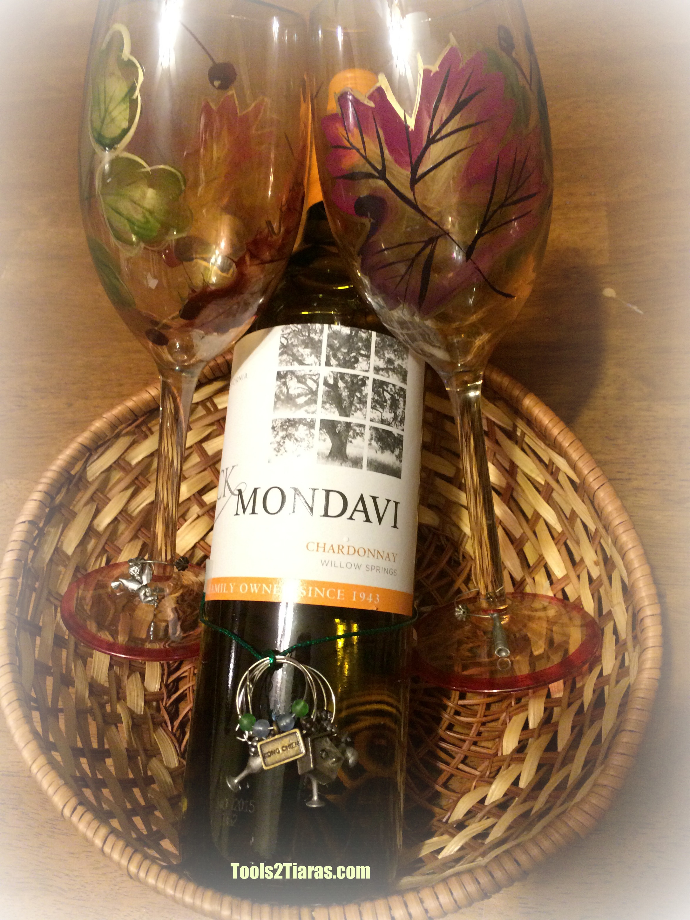 Wine charm gift basket