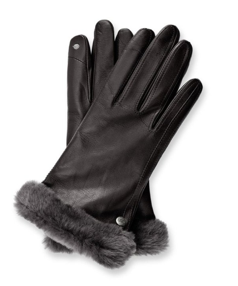 Classic Fur-Trim Leather Smart Gloves,