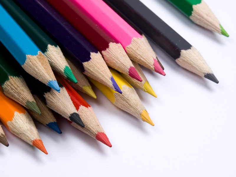 colored sharpened  pencils.