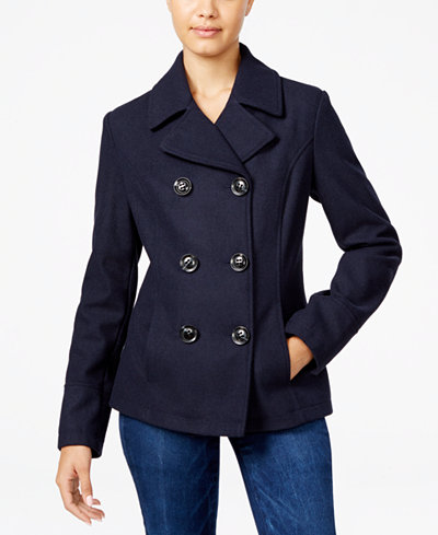 Celebrity Pink Double-Breasted Peacoat $44.99