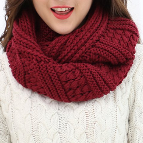Chic Solid Color Stripy Knitted Infinity Chunky Scarf $7.50