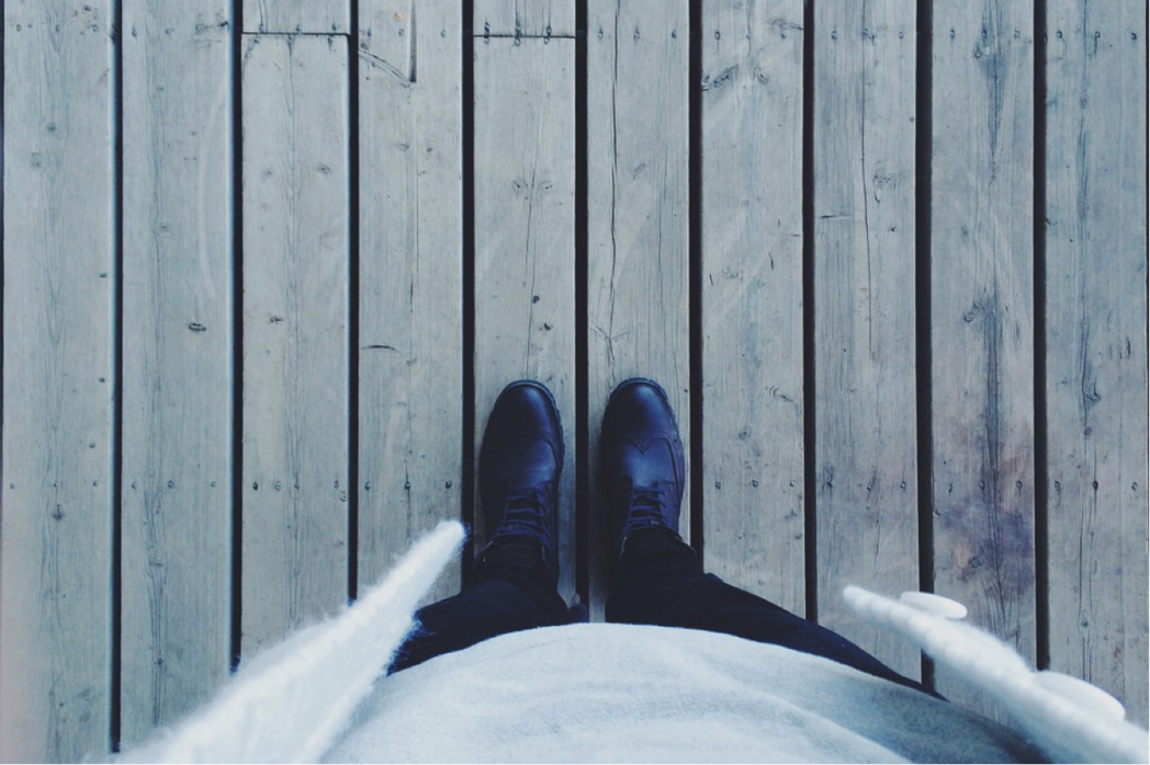 looking down on shoes