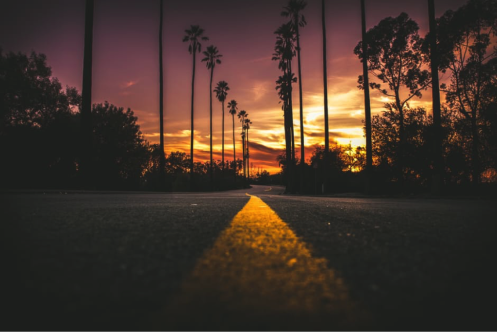 sunset on a road