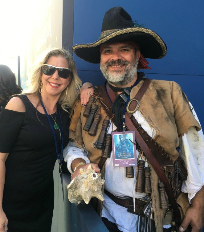 Rach and a pirate on red carpet