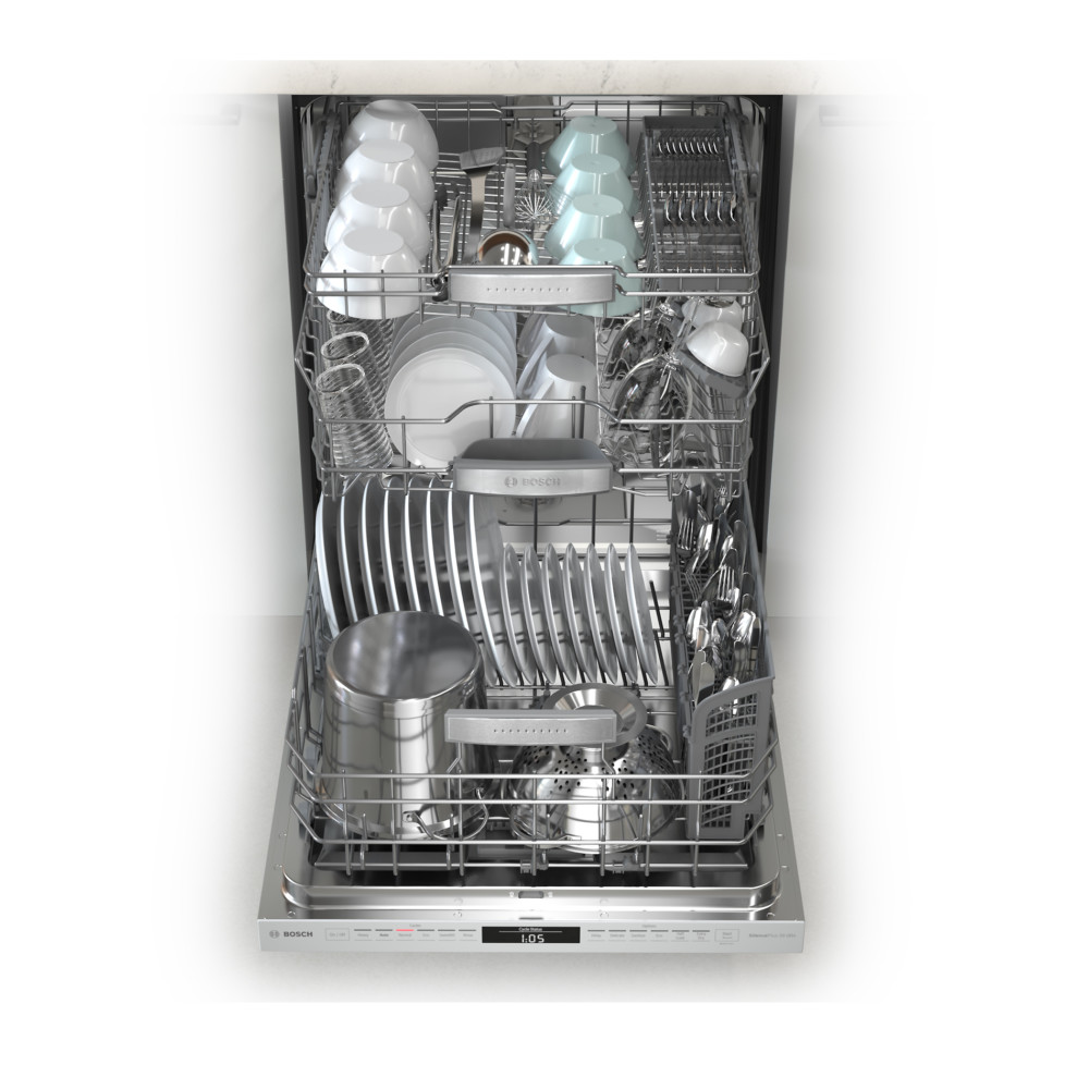 Bosch 800 Dishwasher MyWay 3 rack loaded