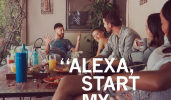 family speaking to Alexa